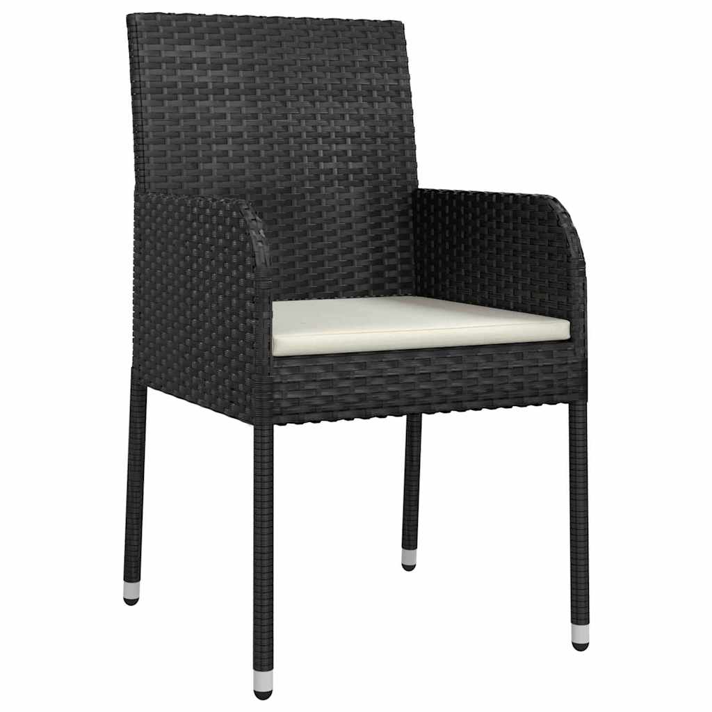 Garden Dining Set 5 pcs Black Poly Rattan