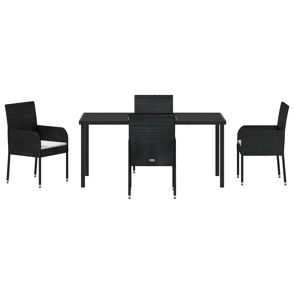 Garden Dining Set 5 pcs Black Poly Rattan
