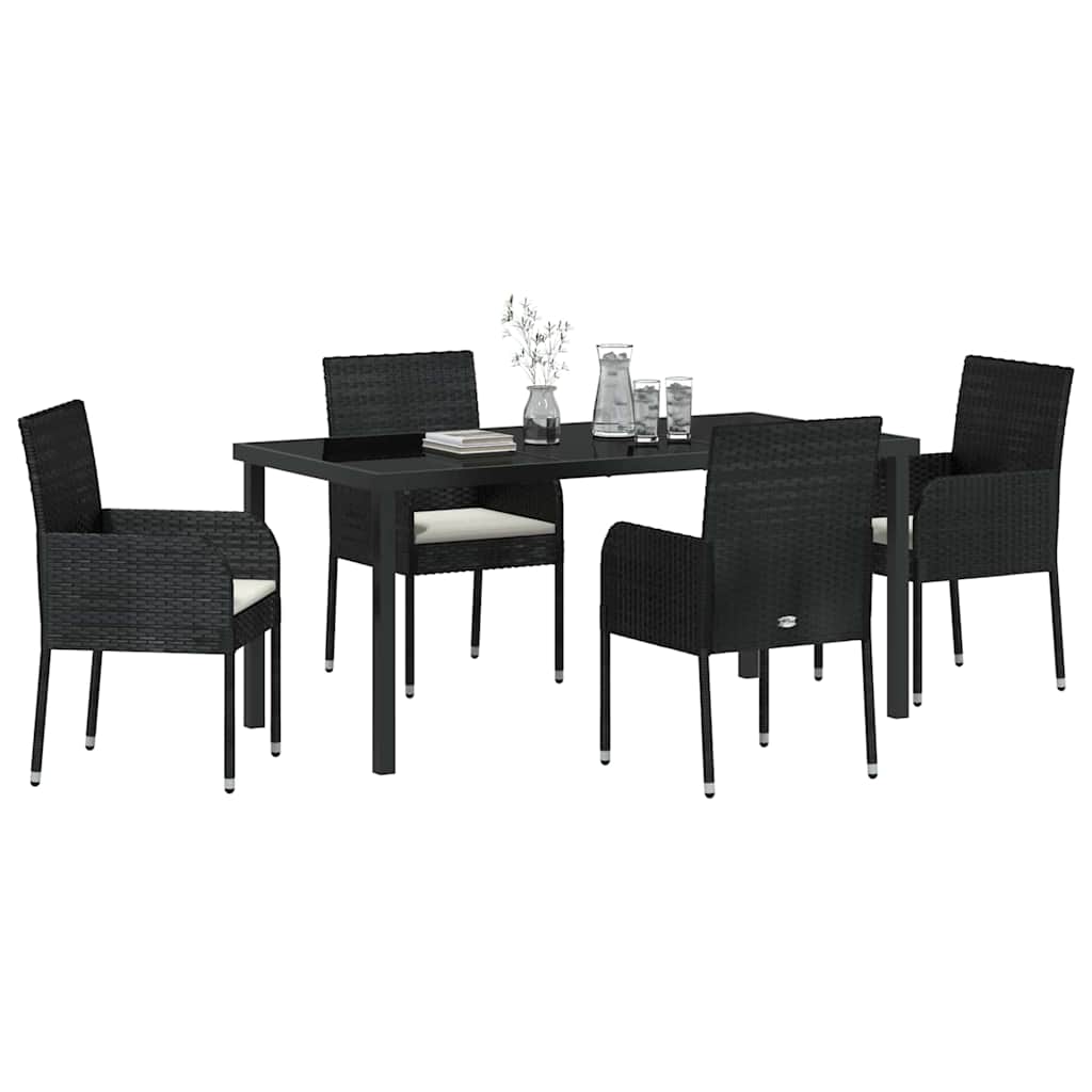 Garden Dining Set 5 pcs Black Poly Rattan