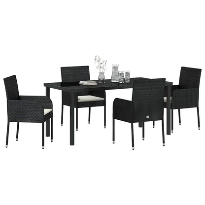 Garden Dining Set 5 pcs Black Poly Rattan