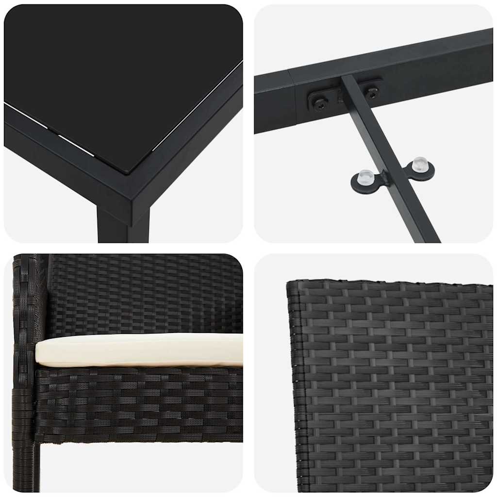 Garden Dining Set 7 pcs Black Poly Rattan