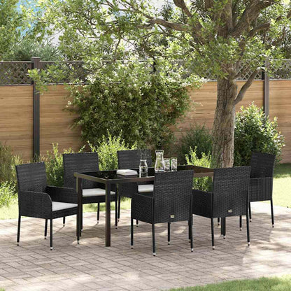 Garden Dining Set 7 pcs Black Poly Rattan