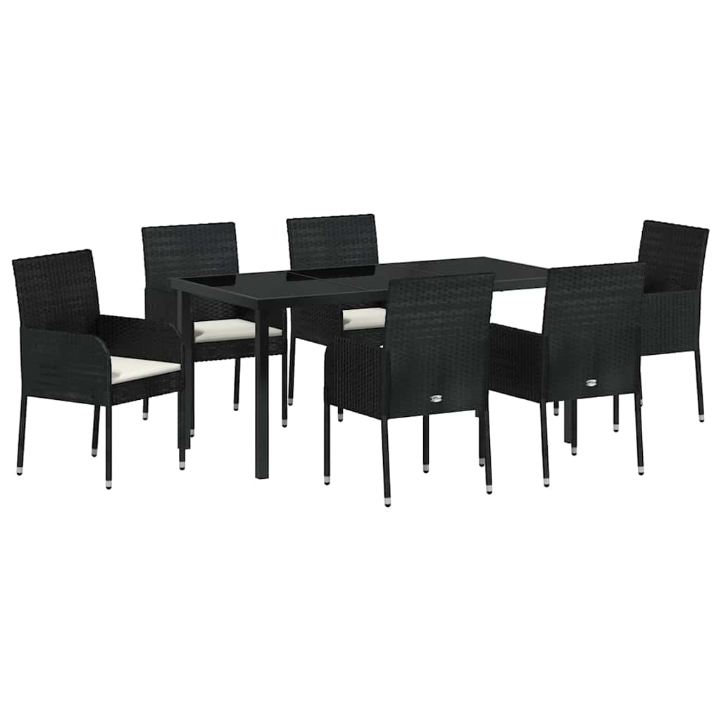 Garden Dining Set 7 pcs Black Poly Rattan