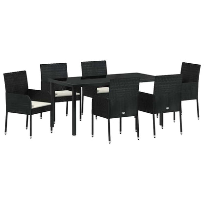 Garden Dining Set 7 pcs Black Poly Rattan