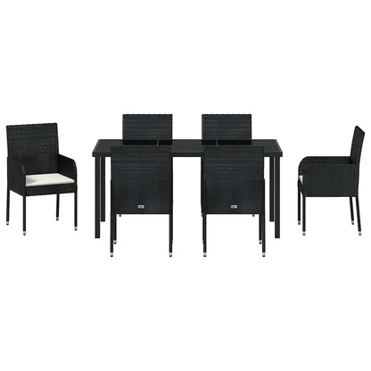 Garden Dining Set 7 pcs Black Poly Rattan