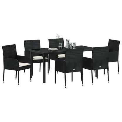 Garden Dining Set 7 pcs Black Poly Rattan