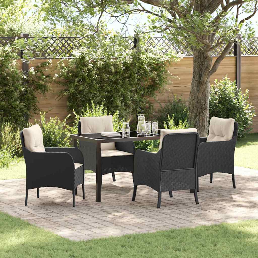 Garden Dining Set 5 pcs Black Poly Rattan