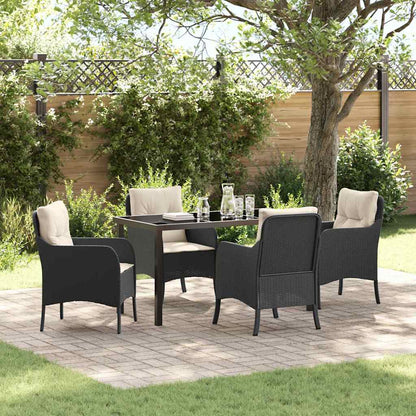 Garden Dining Set 5 pcs Black Poly Rattan