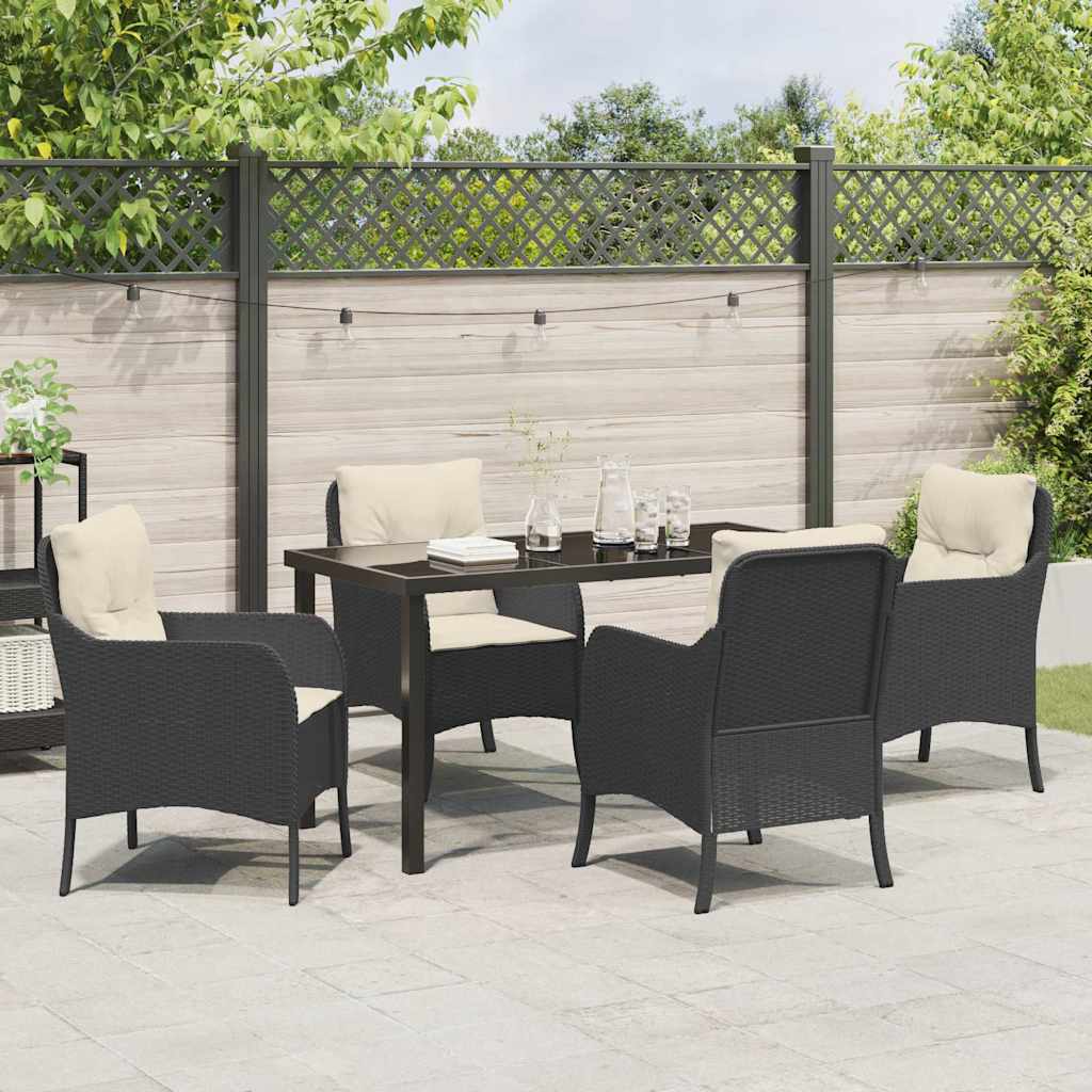 Garden Dining Set 5 pcs Black Poly Rattan