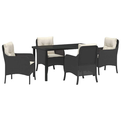 Garden Dining Set 5 pcs Black Poly Rattan