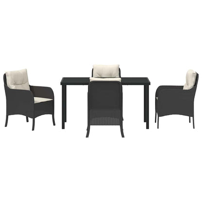 Garden Dining Set 5 pcs Black Poly Rattan