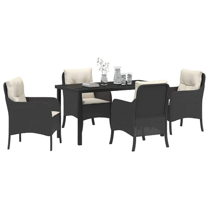 Garden Dining Set 5 pcs Black Poly Rattan