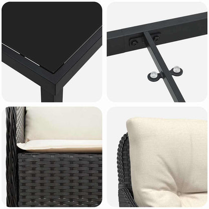 Garden Dining Set 7 pcs Black Poly Rattan