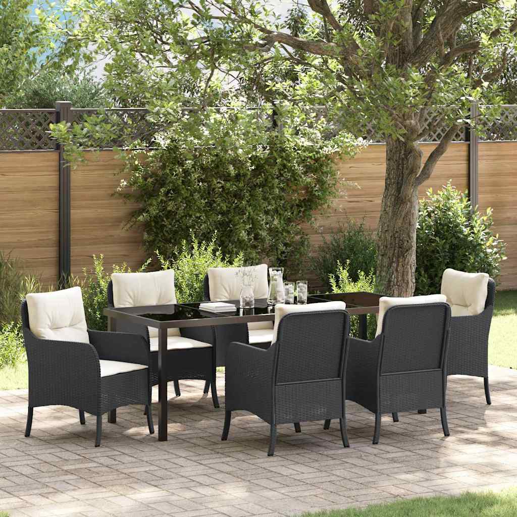 Garden Dining Set 7 pcs Black Poly Rattan