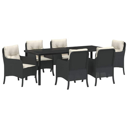 Garden Dining Set 7 pcs Black Poly Rattan