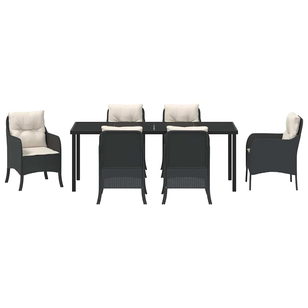 Garden Dining Set 7 pcs Black Poly Rattan