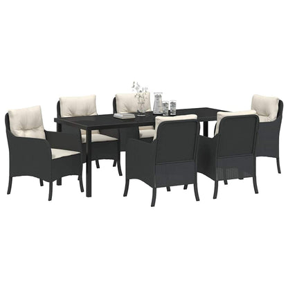 Garden Dining Set 7 pcs Black Poly Rattan