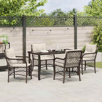 Garden Dining Set 5 pcs Brown Poly Rattan