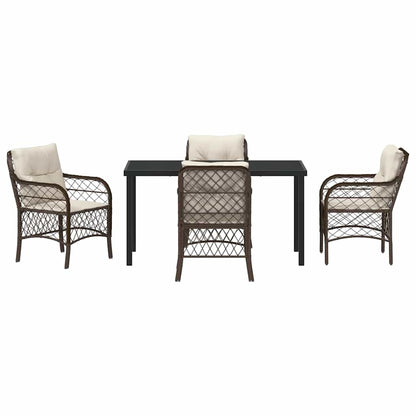 Garden Dining Set 5 pcs Brown Poly Rattan