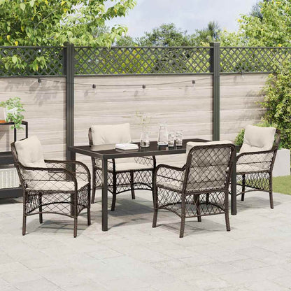 Garden Dining Set 5 pcs Brown Poly Rattan