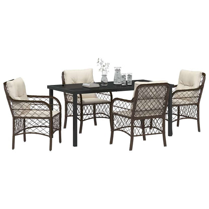 Garden Dining Set 5 pcs Brown Poly Rattan