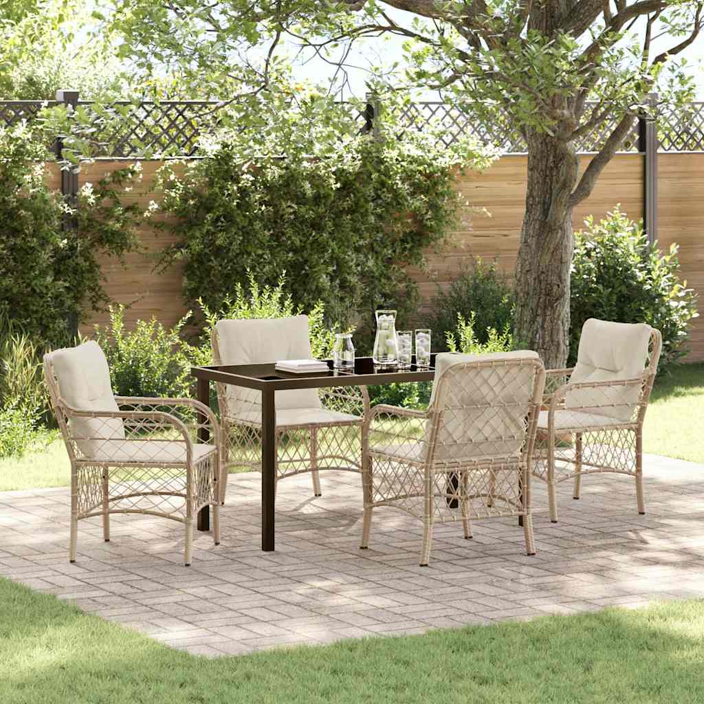 Garden Dining Set 5 pcs Beige Poly Rattan