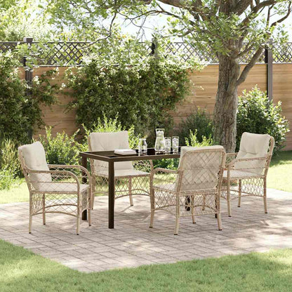 Garden Dining Set 5 pcs Beige Poly Rattan