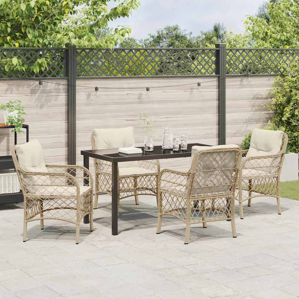 Garden Dining Set 5 pcs Beige Poly Rattan