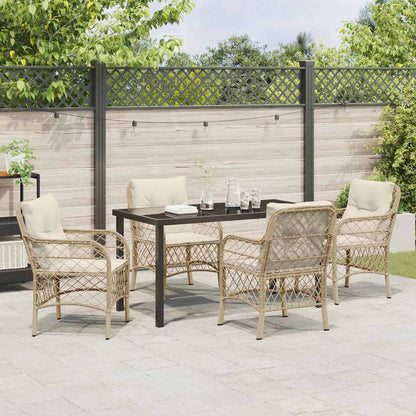 Garden Dining Set 5 pcs Beige Poly Rattan