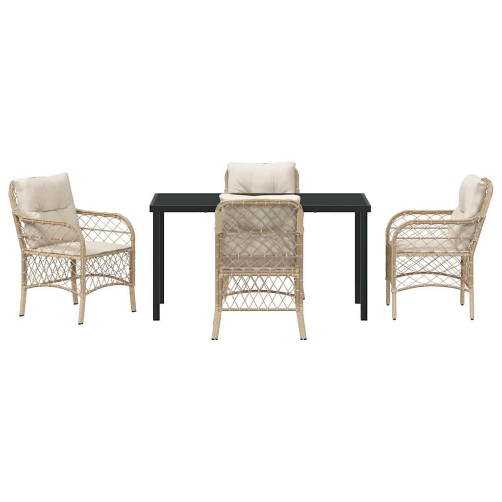 Garden Dining Set 5 pcs Beige Poly Rattan