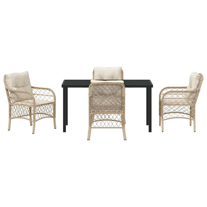 Garden Dining Set 5 pcs Beige Poly Rattan