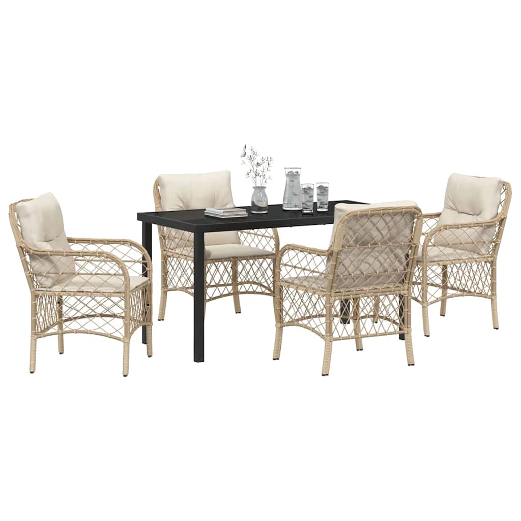 Garden Dining Set 5 pcs Beige Poly Rattan