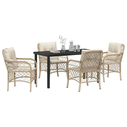 Garden Dining Set 5 pcs Beige Poly Rattan