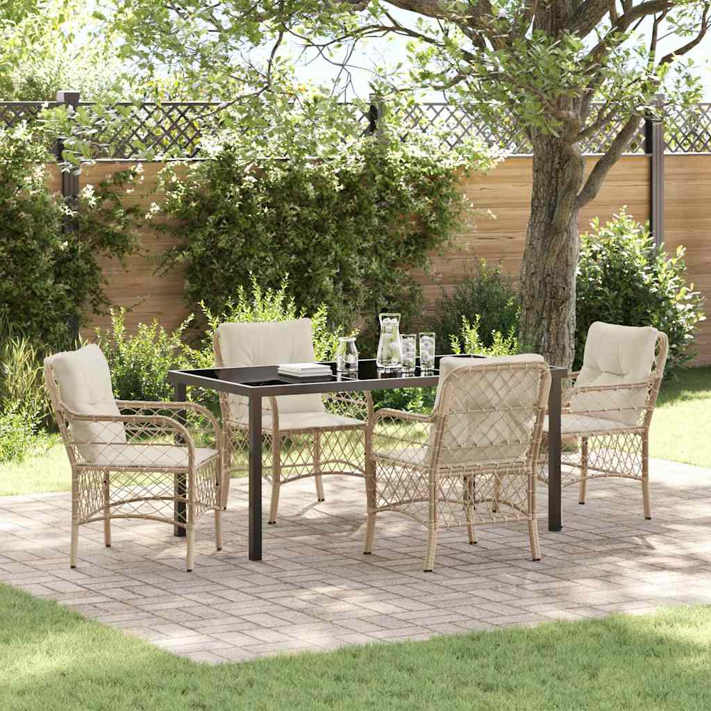 Garden Dining Set 5 pcs Beige Poly Rattan