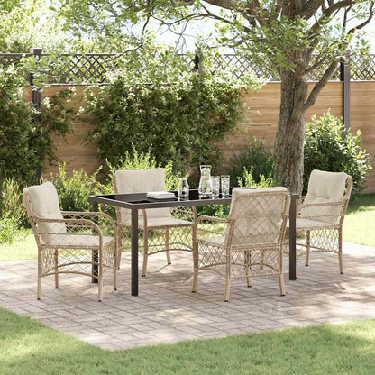 Garden Dining Set 5 pcs Beige Poly Rattan
