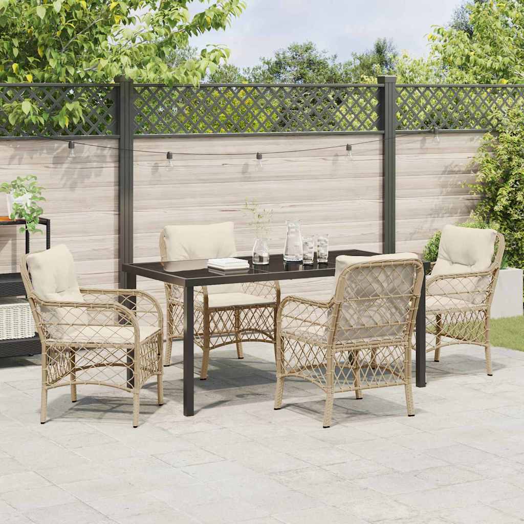 Garden Dining Set 5 pcs Beige Poly Rattan