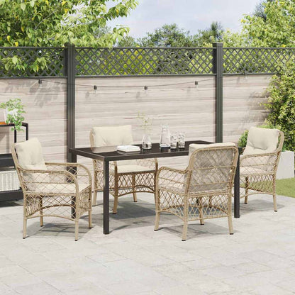 Garden Dining Set 5 pcs Beige Poly Rattan