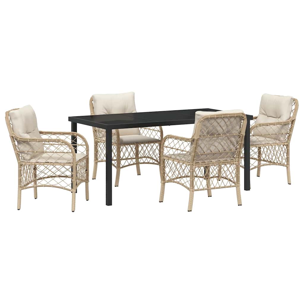 Garden Dining Set 5 pcs Beige Poly Rattan