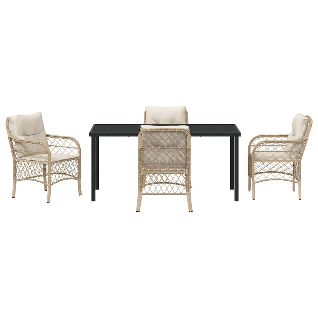 Garden Dining Set 5 pcs Beige Poly Rattan