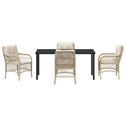 Garden Dining Set 5 pcs Beige Poly Rattan