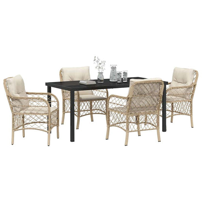 Garden Dining Set 5 pcs Beige Poly Rattan