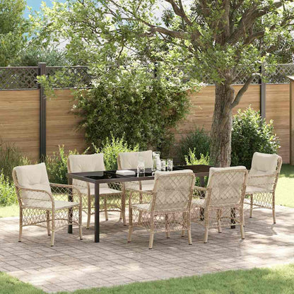 Garden Dining Set 7 pcs Beige Poly Rattan