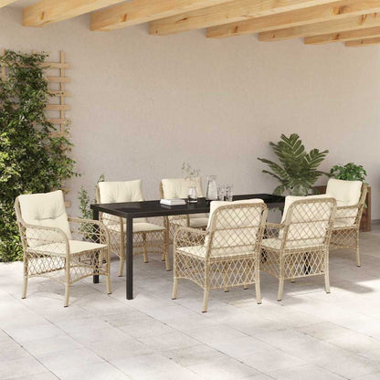 Garden Dining Set 7 pcs Beige Poly Rattan