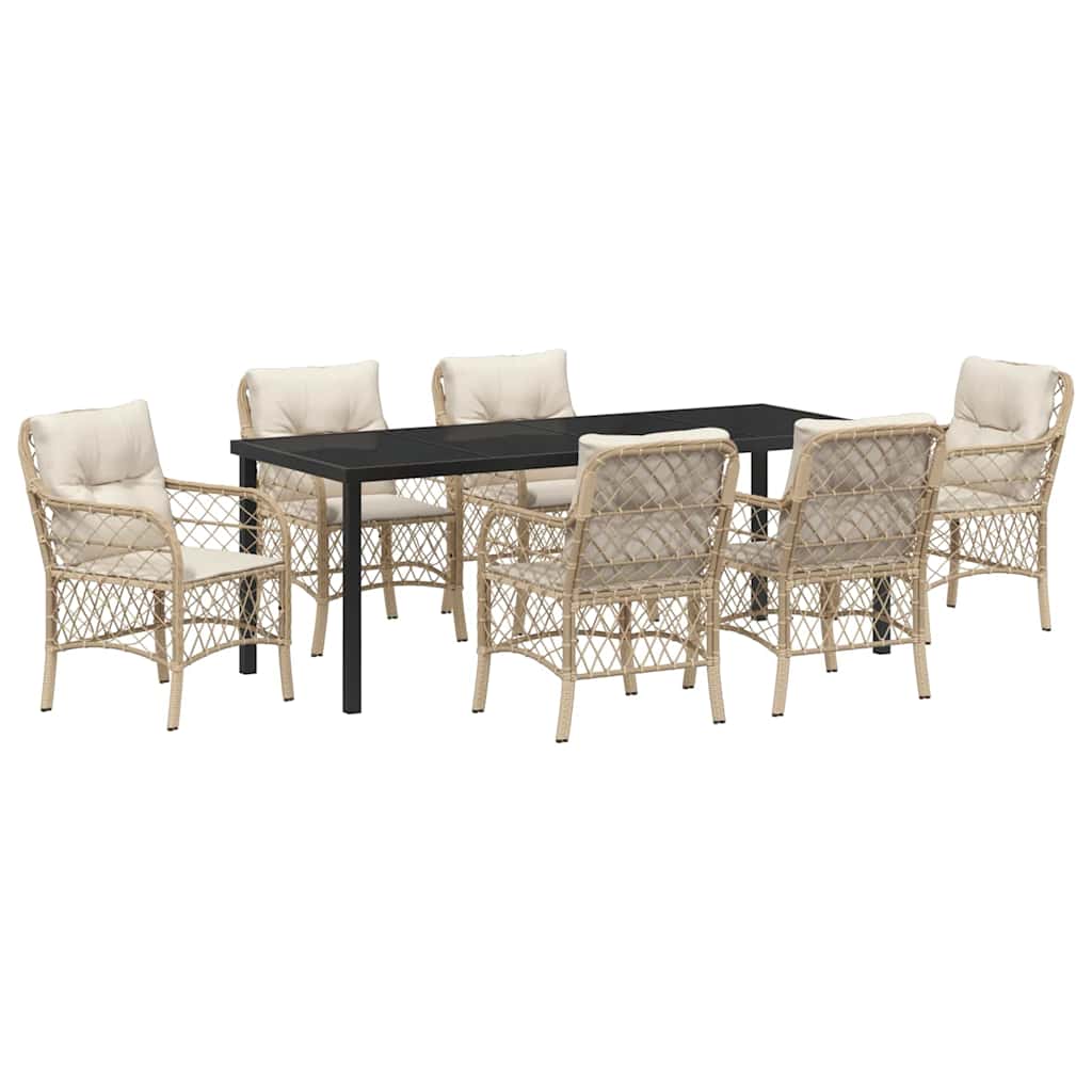 Garden Dining Set 7 pcs Beige Poly Rattan