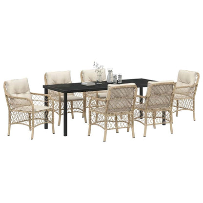 Garden Dining Set 7 pcs Beige Poly Rattan