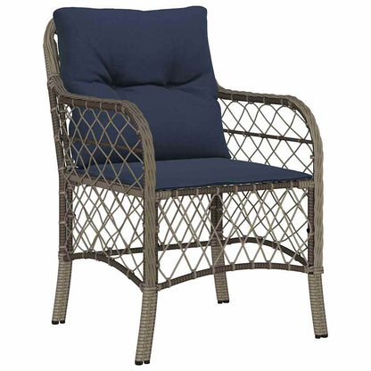 Garden Dining Set with Cushion 3 pcs Grey and Black Rattan