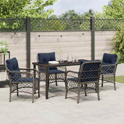 Garden Dining Set with Cushion 5 pcs Grey and Black Rattan