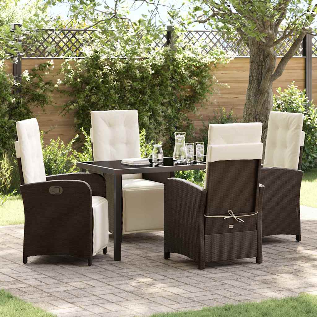 Garden Dining Set 5 pcs Brown Poly Rattan