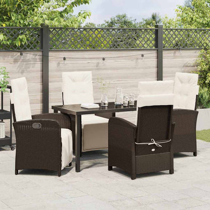 Garden Dining Set 5 pcs Brown Poly Rattan