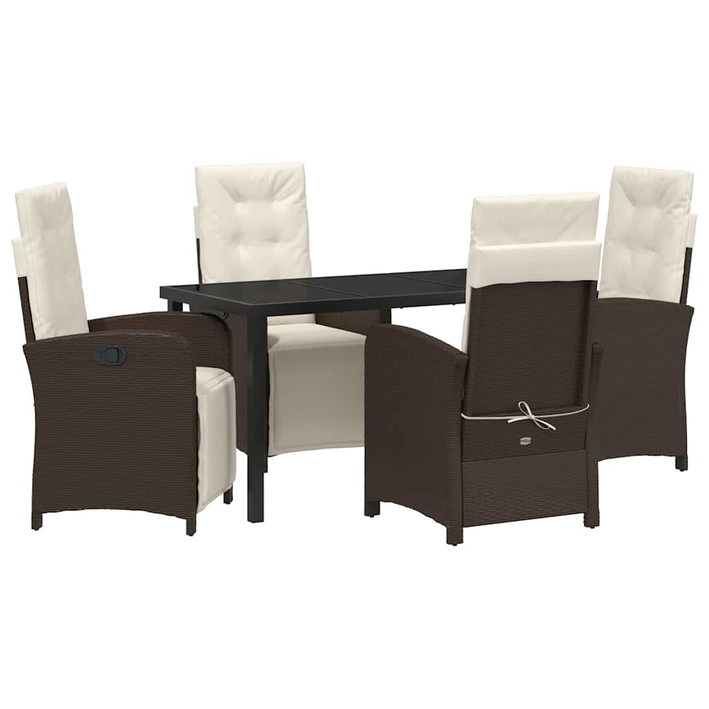 Garden Dining Set 5 pcs Brown Poly Rattan